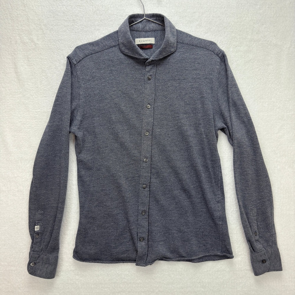 Bugatti Mens Flexcity Button Down Shirt Medium Blue Quiet Luxury Stretch